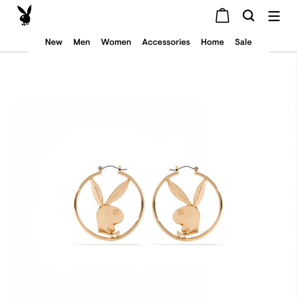 Brand new playboy hood bunny head hoop earrings. Gold and large 1.5inch diameter